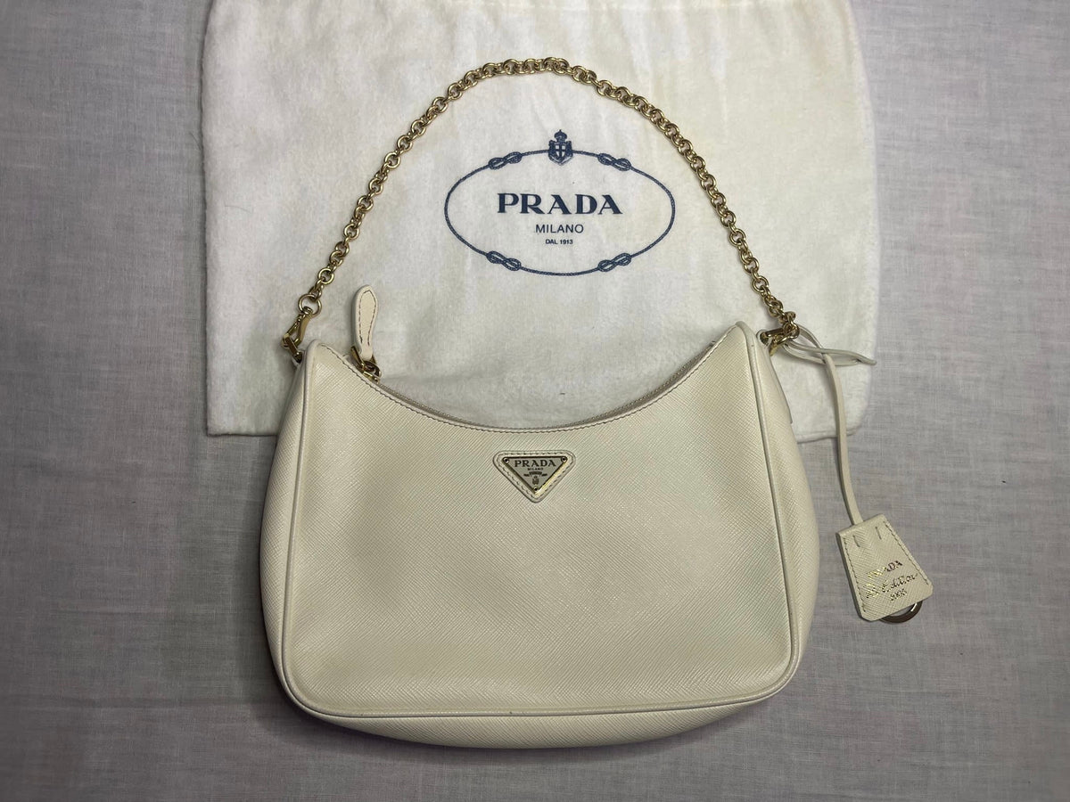 BORSA PRADA Re-Edition 2005 in saffiano bianca