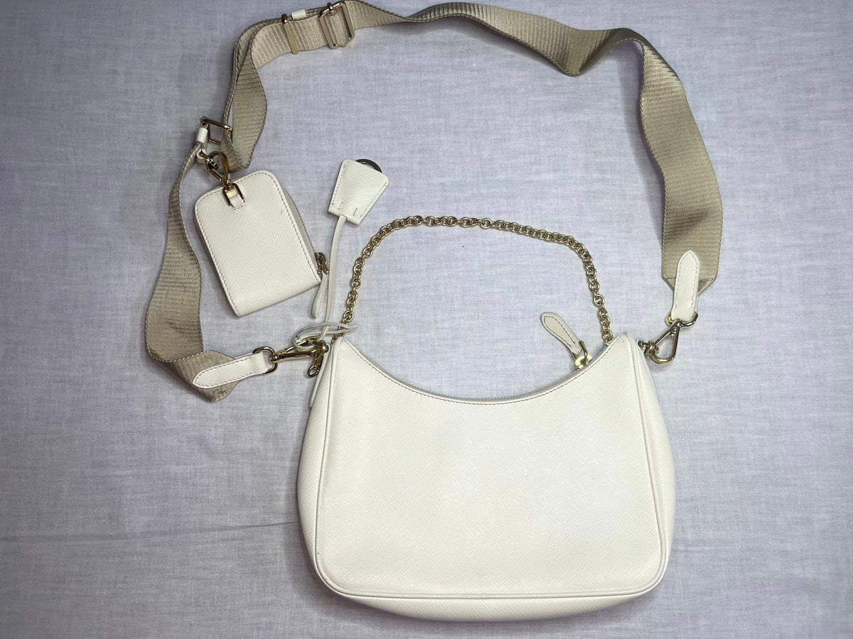 BORSA PRADA Re-Edition 2005 in saffiano bianca
