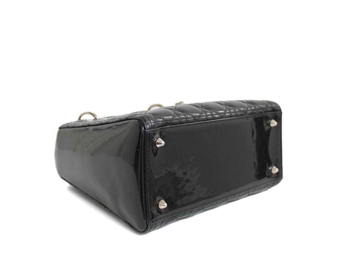 BORSA DIOR VERNICE NERA MEDIA CON TRACOLLA