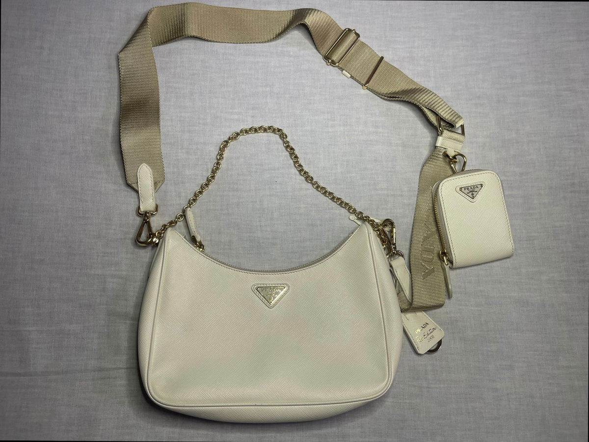 BORSA PRADA Re-Edition 2005 in saffiano bianca