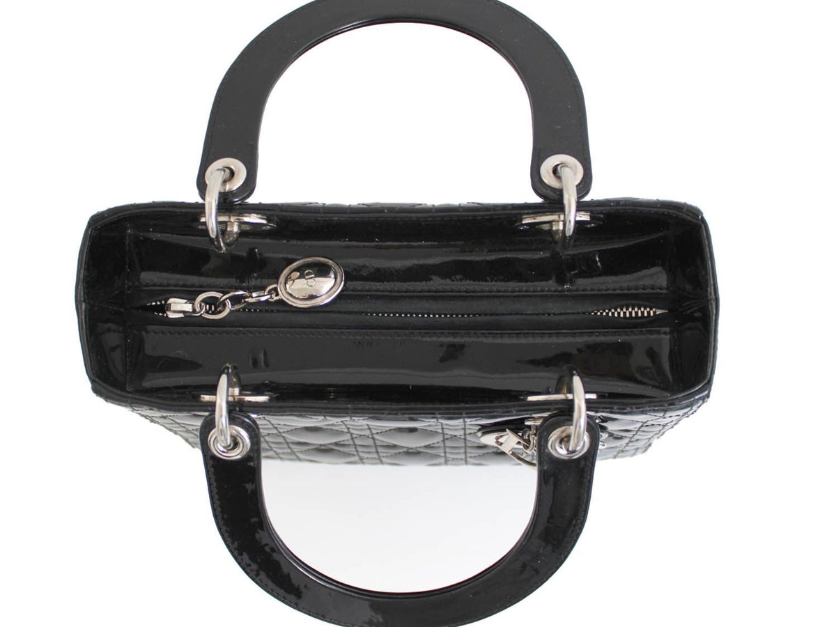BORSA DIOR VERNICE NERA MEDIA CON TRACOLLA