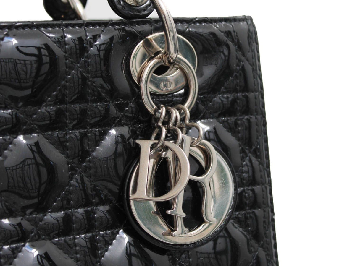 BORSA DIOR VERNICE NERA MEDIA CON TRACOLLA