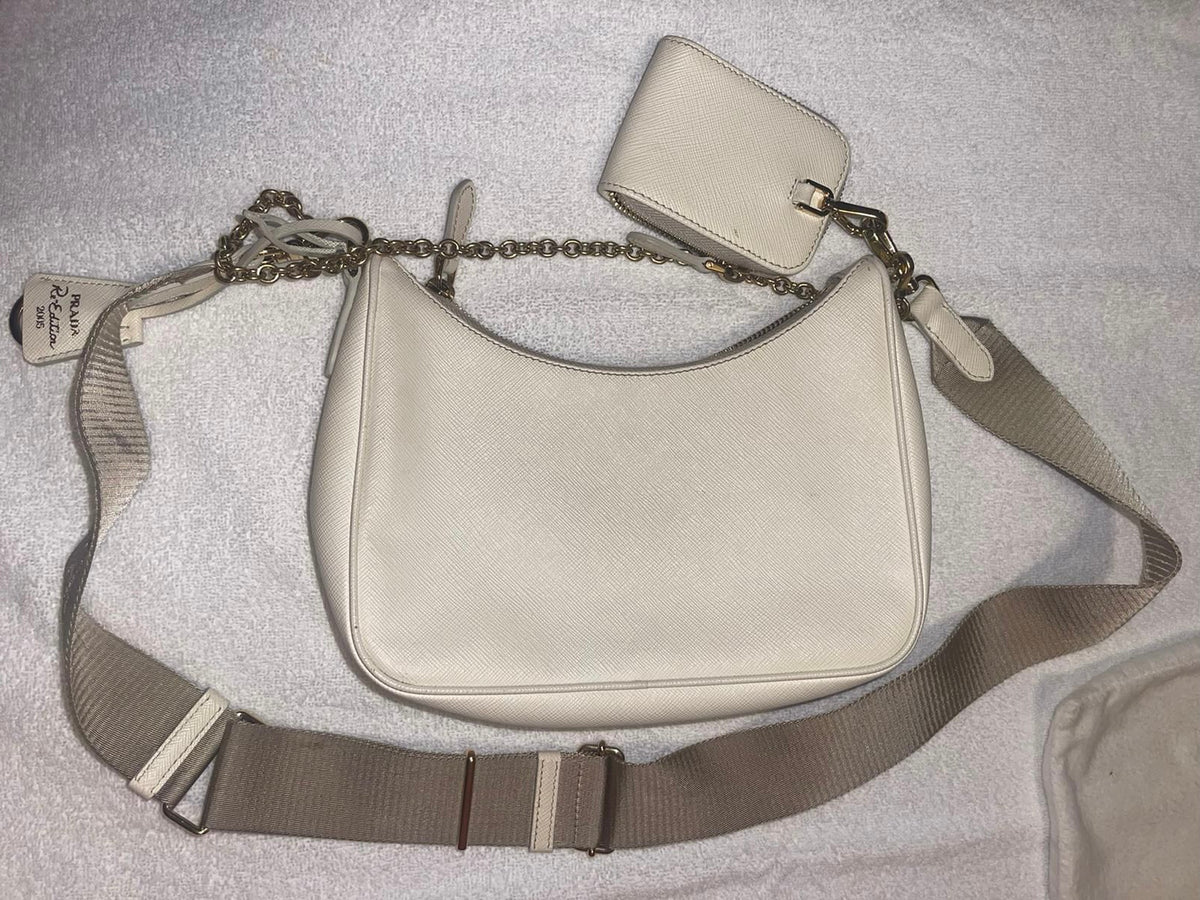 BORSA PRADA Re-Edition 2005 in saffiano bianca
