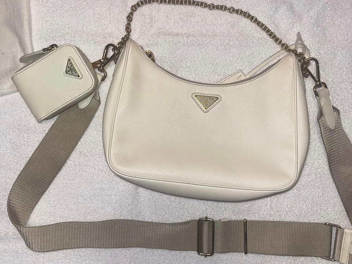 BORSA PRADA Re-Edition 2005 in saffiano bianca
