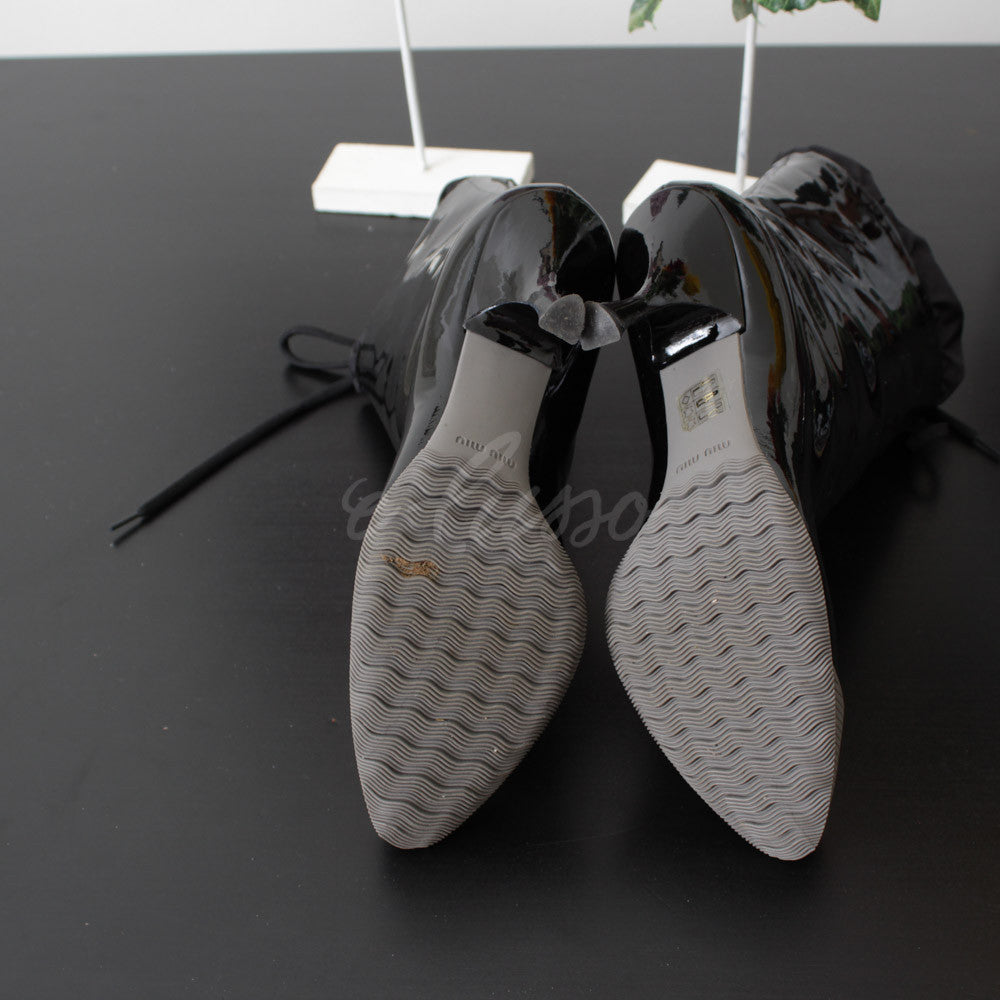 MIU MIU STIVALETTO VERNICE NERO N.39
